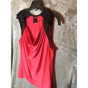 Torrid Top w/ Red and Black w/ Lace on Shoulders